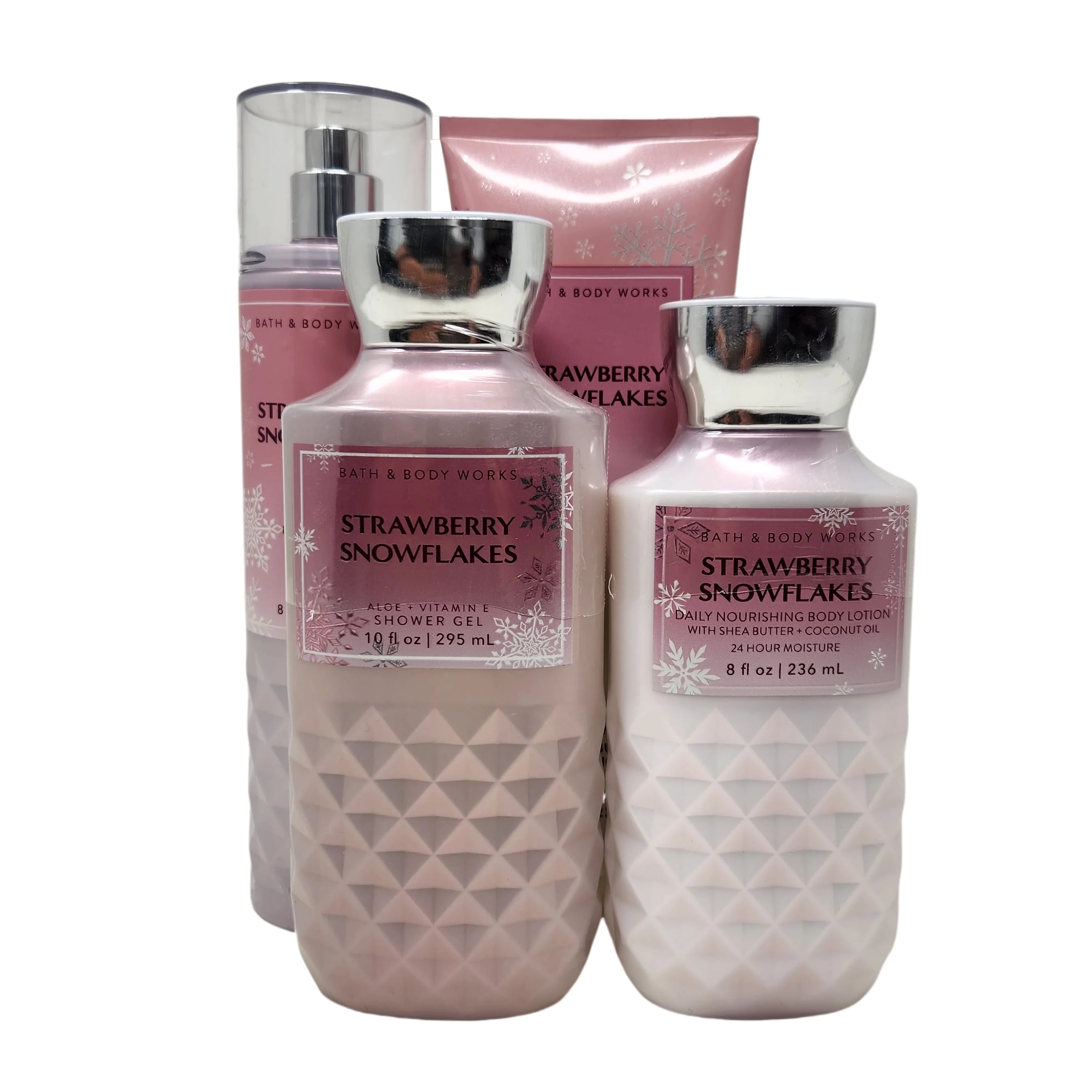Bath and Body Works Strawberry Snowflakes Deluxe Gift Set - Fragrance Mist - Body Cream - Body Lotion - Shower Gel - Full Size
