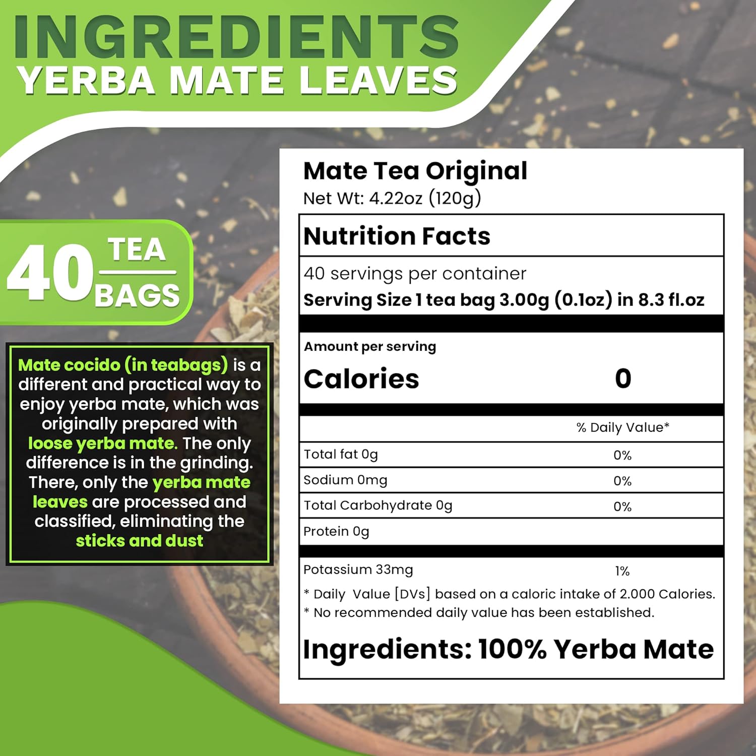 Taragui Yerba Mate - 40 Tea Bags - Yerba Mate En Saquitos