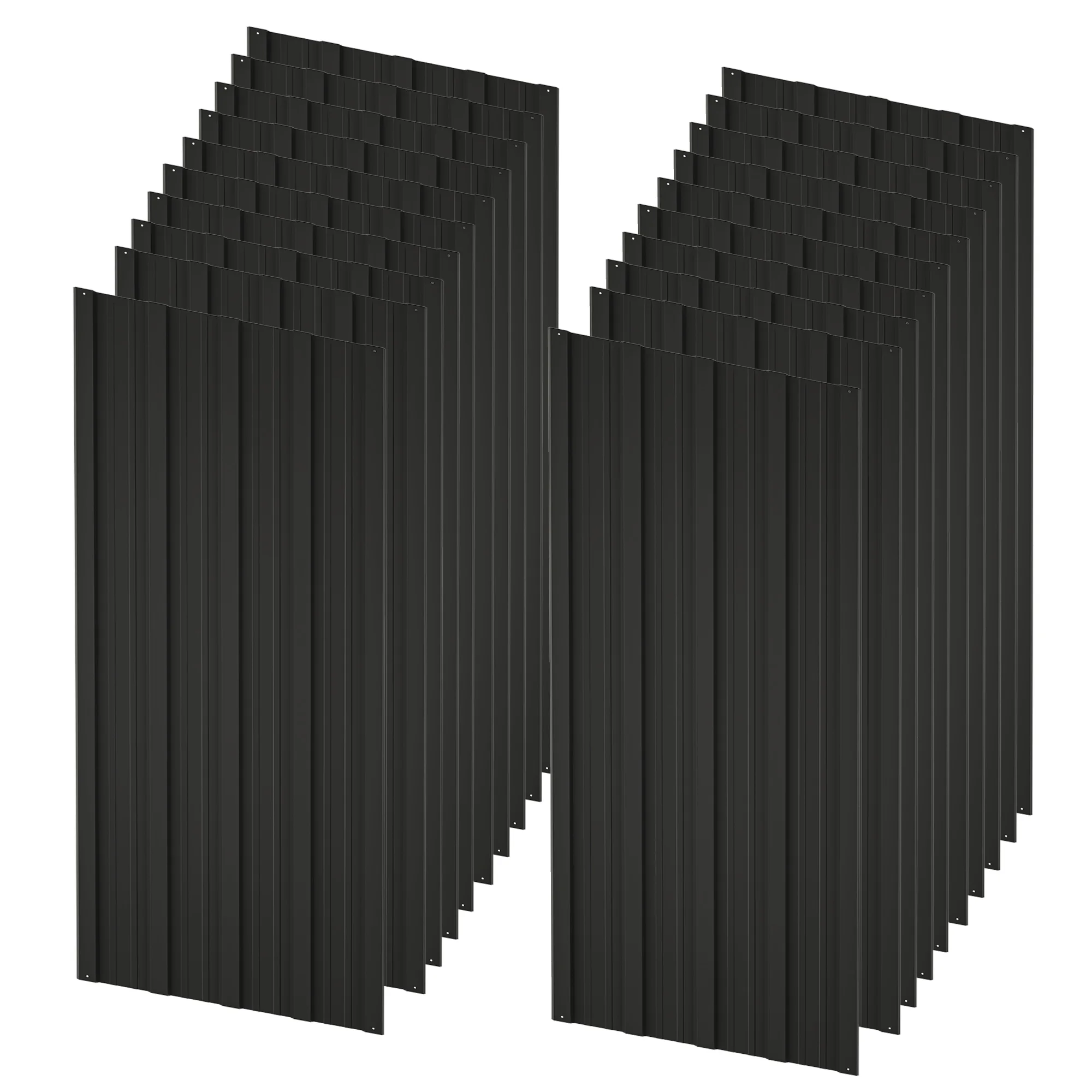 20 Pcs Galvanized Metal Roof Panels Hardware Roofing Sheets, Black