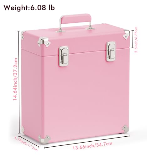 Vinyl Storage and Carrying Case - Waterproof LP Caddy, Dustproof Portable Organizer, Collector's Showcase - Holds 50 7-12 Inch Records - Ideal for Theater Rooms and Rare Collections