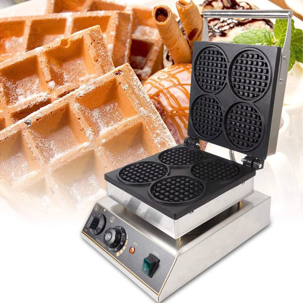 MIDUO Commercial Nonstick 110v 1750W Electric 4pcs Mini Round Waffle Maker