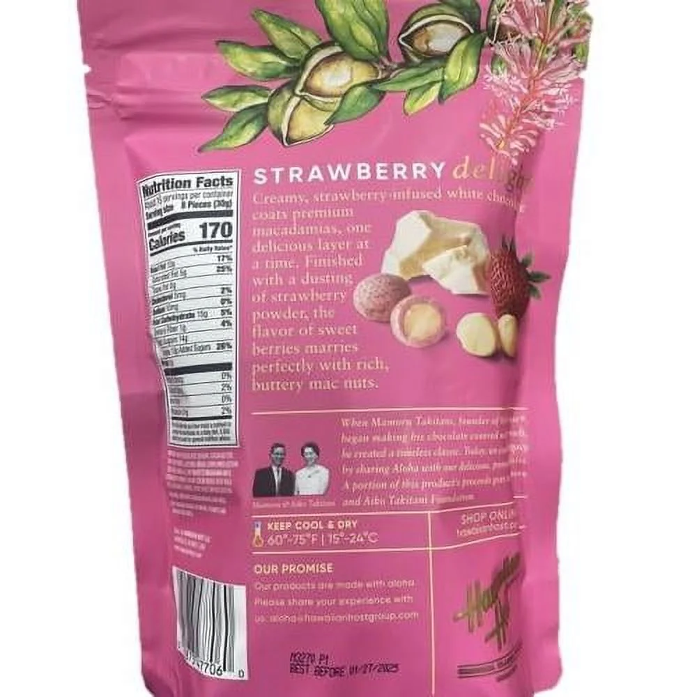 Hawaiian Host Strawberry And Cream Macadamias Chocolate 16 Oz (Pack Of 1)