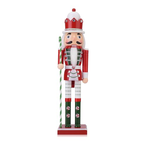 Wooden Christmas Soldier Nutcracker Decorations, 15 Inch Xmas Nutcracker Figure Christmas Decor for Home, Shelf, or Party Display (Green)