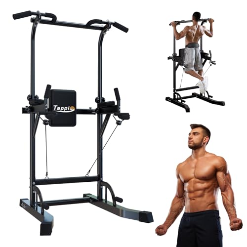 Power Tower Pull Up Bar for Home Gym, Multi Functional Pull Up Bar Stand Dip Bar Station, Adjustable Height Workout Dip Station Strength Training Fitness Equipment