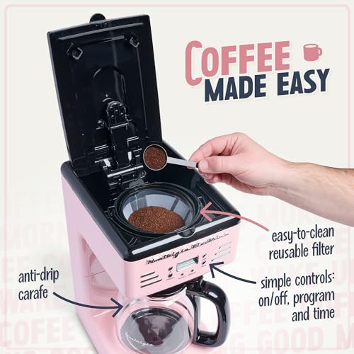 Nostalgia Retro 12-Cup Programmable Coffee Maker With LED Display, Automatic Shut-Off & Keep Warm, Pause-And-Serve Function, Aqua