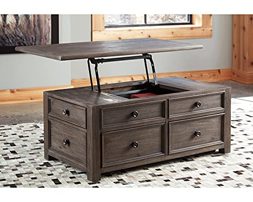 Signature Design by Ashley Bolanburg Farmhouse Lift Top Coffee Table with Drawers, Antique Cream & Brown