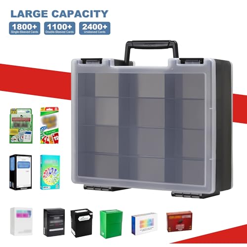 Brappo Trading Card Storage Box for 3200+ Double Sided Card Deck Case, compatible MTG and TCG and Sport Cards etc game cards.(Excluding cards) (Clear)