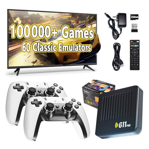 All8bit G11 Pro Game Box,Built-in 100,000+ Games, 60 Emulators,Retro Gaming Console with 2.4g Wireless Dual Controllers,Retro Gamer Pro, HDMI Output,Plug & Play Video Games for TV, 2×Controllers