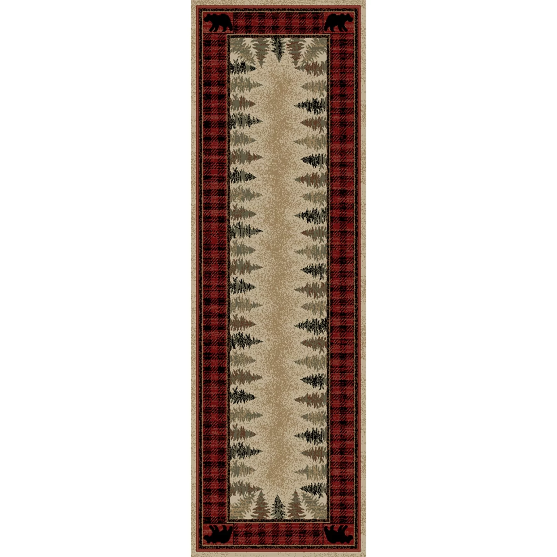 Mayberry Rug HS6490 5X8 5 ft. 3 in. x 7 ft. 3 in. Hearthside Four Corners Red Rectangle Area Rug