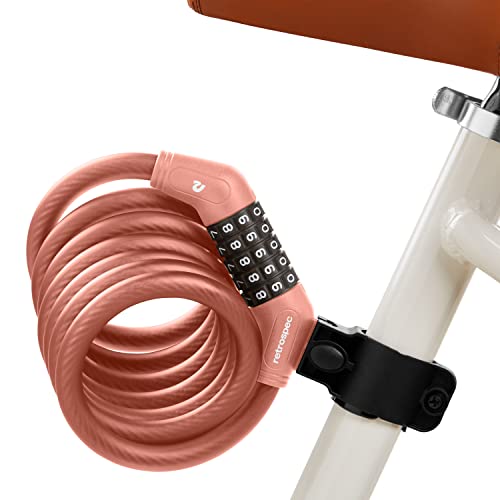 Retrospec Grizzly Plus Cable Bike Combination Lock Combo, Heavy Duty Anti Theft Bicycle Cable Lock, 6 Foot Coiled Cut Resistant Cable with 5 Digit Custom Combination and Mounting Bracket