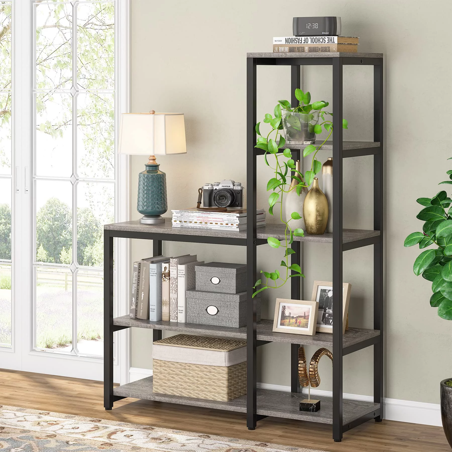 Tribesigns 5-Tier Bookshelf, Ladder Conner Bookshelves Etagere Bookcase, 8 Shelves Display Rack Storage Shelf for Living Room Home Office