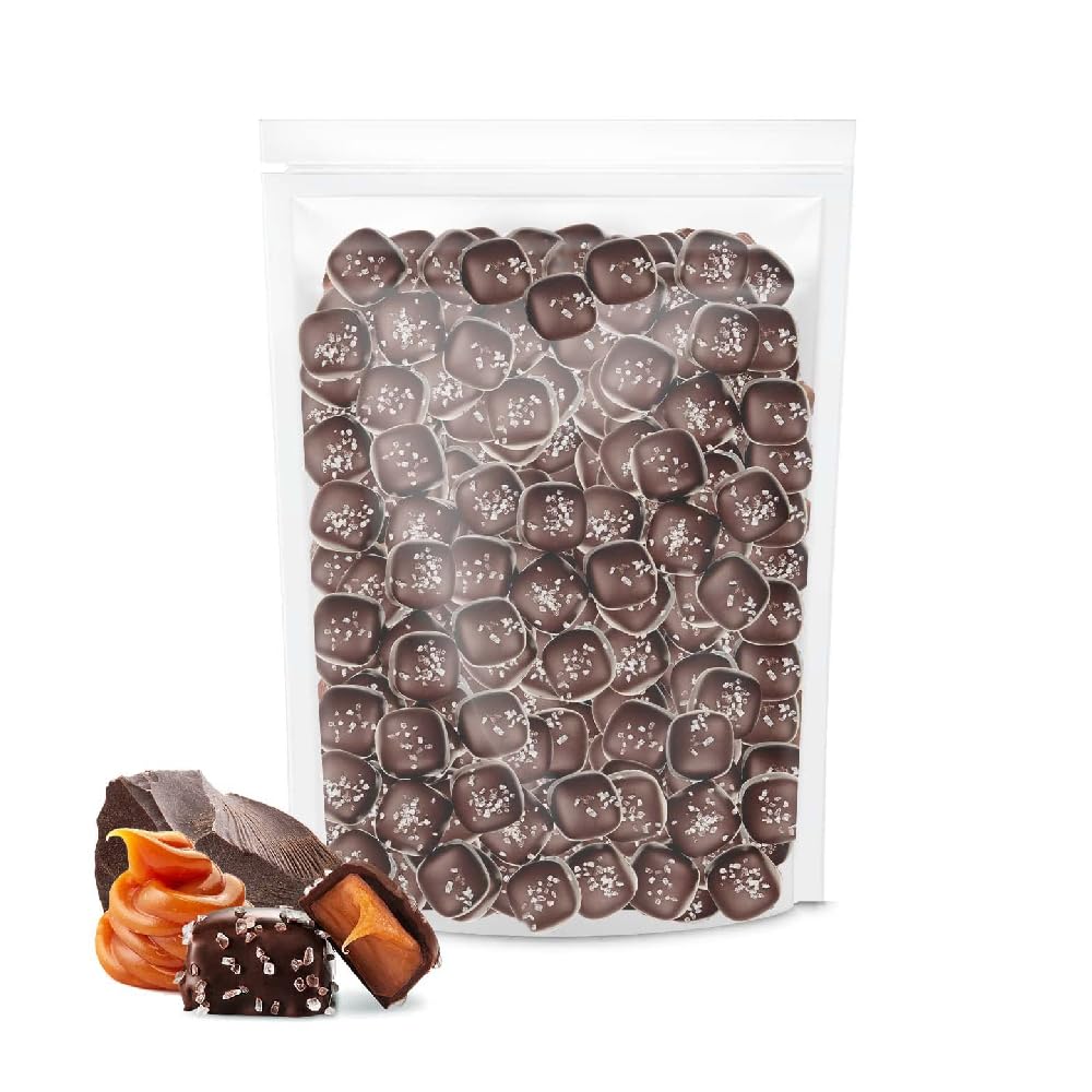 Dark Chocolate Caramel Sea Salt Squares Candy, 2-Pound Pack