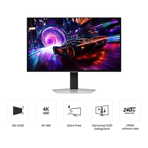 SAMSUNG 27-inch Odyssey QD-OLED G8 (G81SF), 4K, 240Hz, Gaming Monitor, 0.03ms Response Time, DisplayHDR True Black 400, AMD FreeSync™ Premium Pro, Ergonomic Stand, LS27FG810SNXZA, 2025
