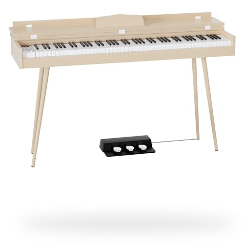88-Key Weighted Digital Piano, Full-Size Semi-Weighted Upright Flip Electric Keyboard Piano with 3 Pedal and Multi-Functional Keyboard for Beginner(with Bench,Black)