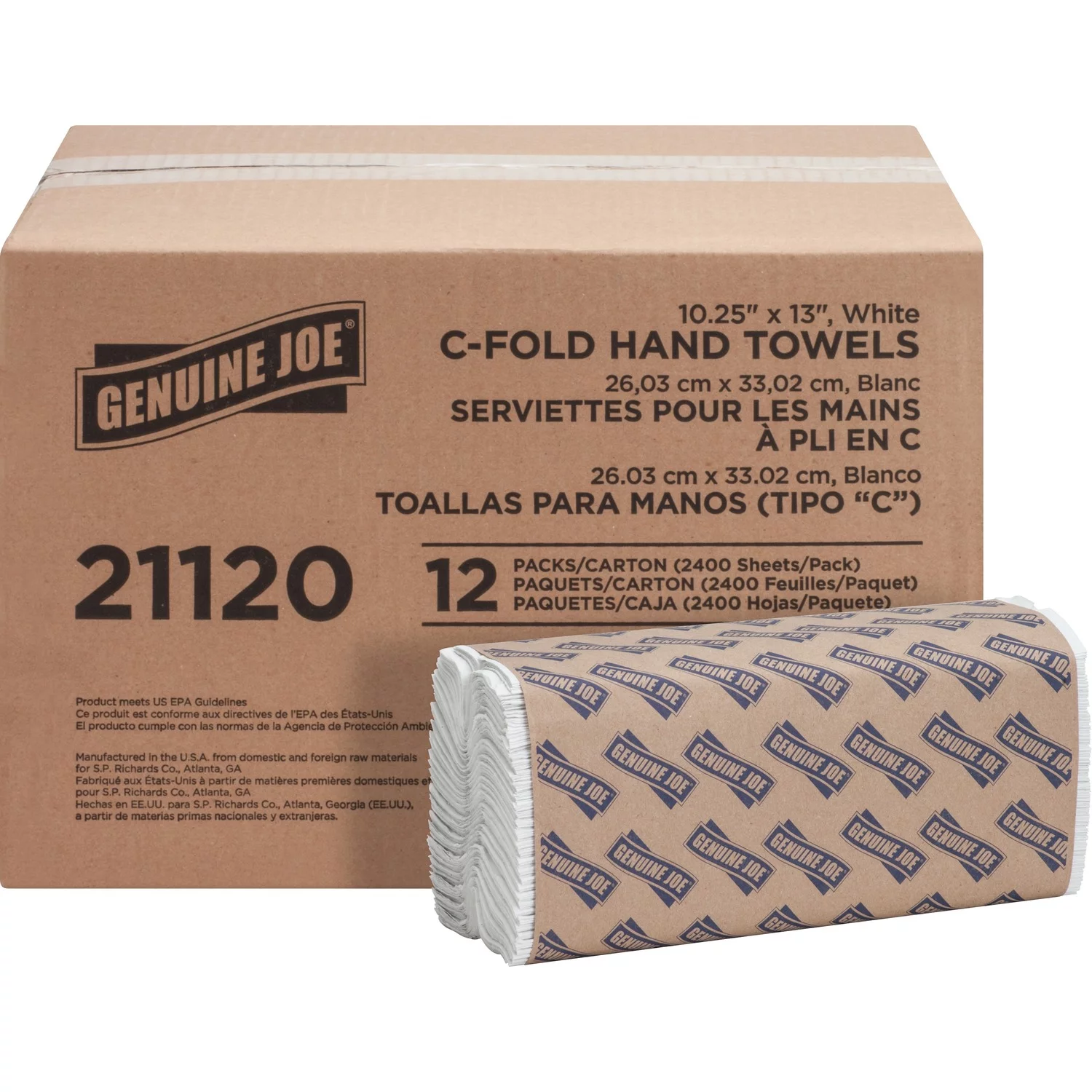 Genuine Joe, GJO21120, C-Fold Paper Towels, 2400 / Carton, White