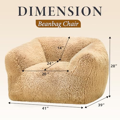 Homguava Giant Bean Bag Chair for Adults,Large Bean Bag Sofa with Armrests&Stuffed Memory Foam,Big BeanBags with Filler,Plush Bean Bag Couch Comfy Lazy Sofa for Bedroom,Living Room (Extra Large,Pink)