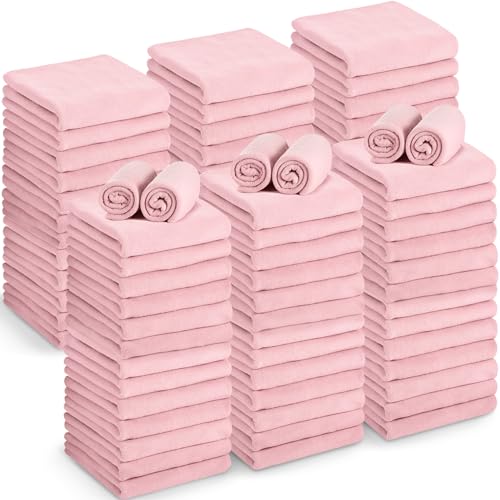 Moukeren 72 Pack Hand Towels,16 x 27 Inch Towels Spa Towels for Facial Barber Towels Bleach Proof Towels Bulk for Gym, Spa, Hotel, Kitchen(Pink)