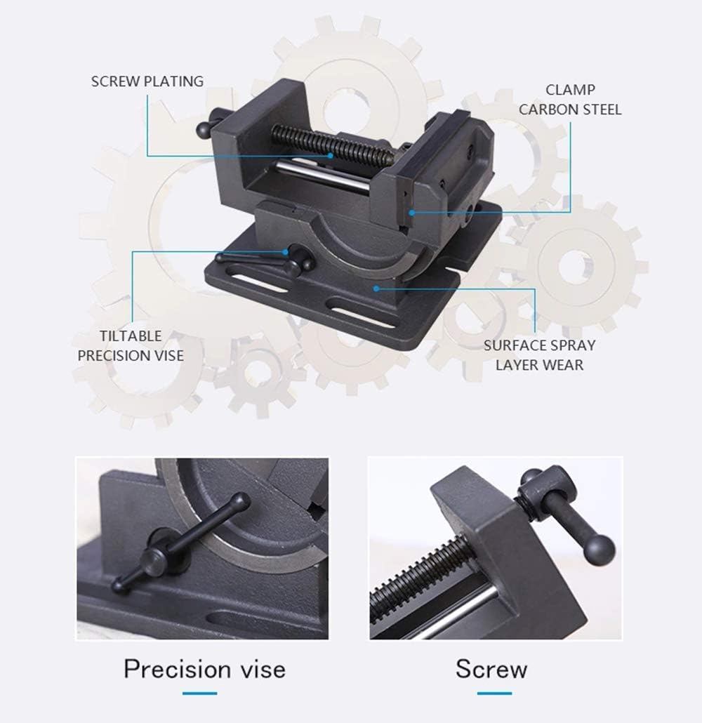 4.25 Inch Drill Press Tilting Angle Vise 0-90 Degree Swivel Industrial Strength Benchtop Vises Drill Press Vise Heavy Cast Iron Cradle Style Drill Clamp Vice