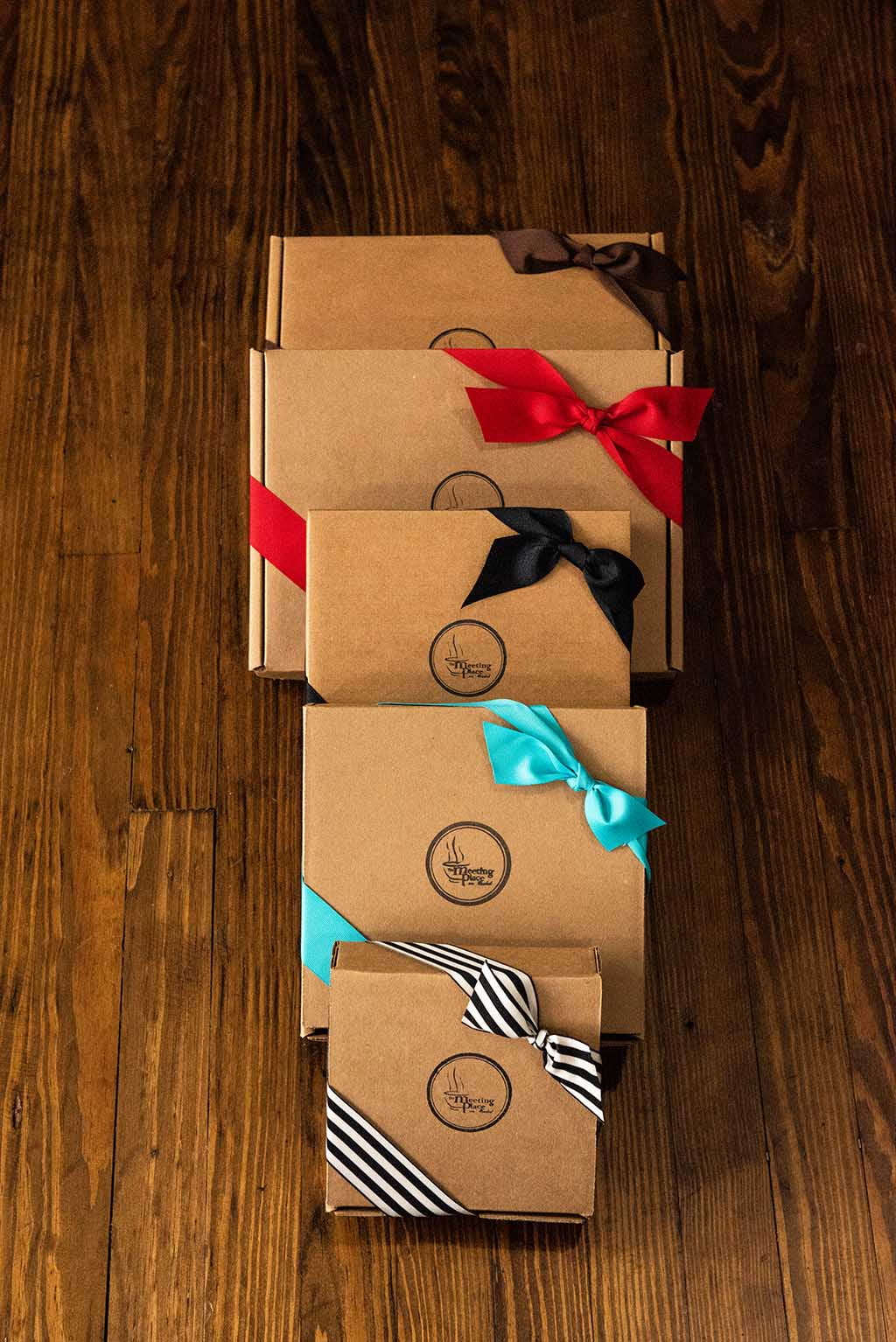 Christmas Coffee Break Gift Box - Biscotti, Granola, and Coffee in a Gift Box with Ribbon