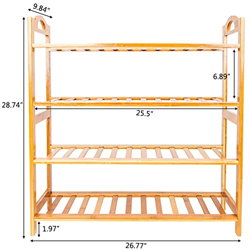 Free Standing Bamboo Shoe Rack, 4 Tier, Espresso, 100% Natural Bamboo, Sturdy, Eco-Friendly, Non-Toxic, Customizable, Easy Assembly, Holds Up to 16 Pairs of Shoes