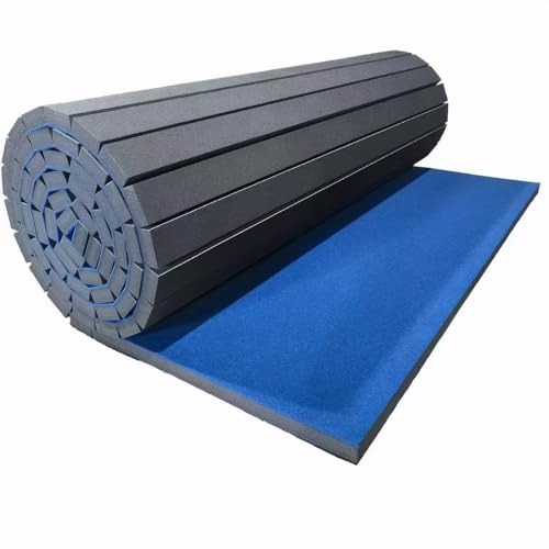 Premium Indoor Gymnastics Track Exercise Mat with Grippy Gym Carpet Top - Sturdy Foam Wrestling Mat for MMA, Cheerleading, and Fitness - Roll Out Design for Easy Setup