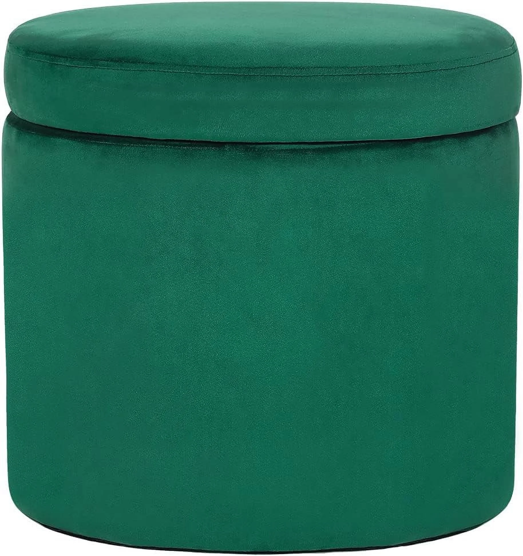 Storage Ottoman Flannel Footrest Oval Upholstered Footstool with Removable Lid for Living Room Bedroom(Green)