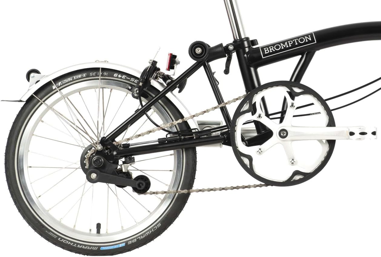 Brompton C Line 2 Speed Folding Bike with Battery Lighting - Mid (Black)