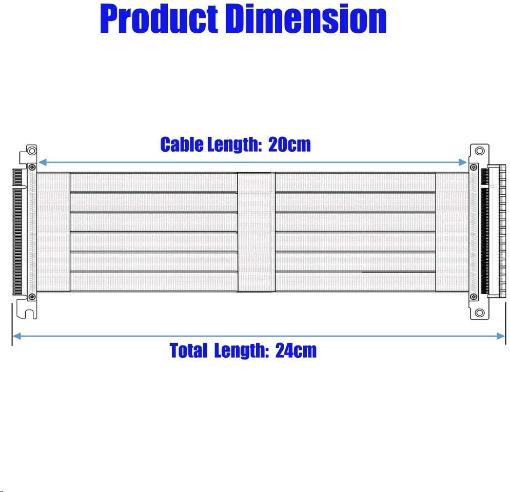 Pcie Extension Cable Pcie x16 Extension Cable PCIE Express3.0 16X Extension Cable pcie Riser (pcie 16X 180 Degree Cable 20cm)