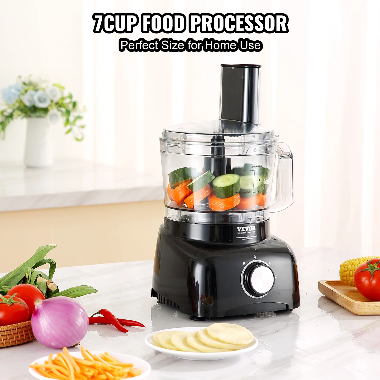 SKYSHALO 7-Cup 350W Food Processor Vegetable Chopper for Mixing Slicing Kneading