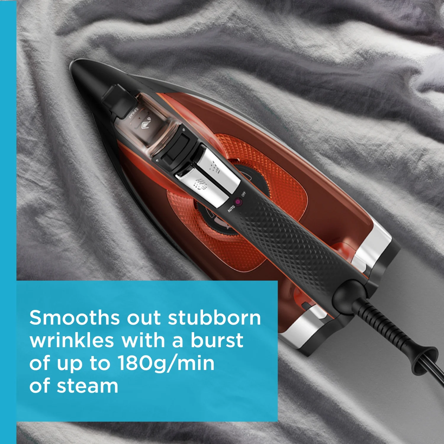 Rowenta Access Steam Iron, Vertical Steaming, Maximum Steam Distribution, Red