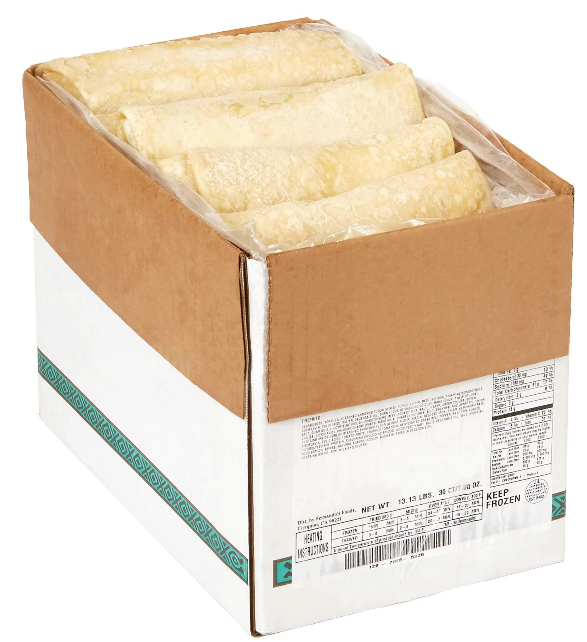 Conagra Fernandos Pre Fried Fiesta Supreme Shredded Beef Chimichanga Burrito, 7 Ounce -- 30 per case