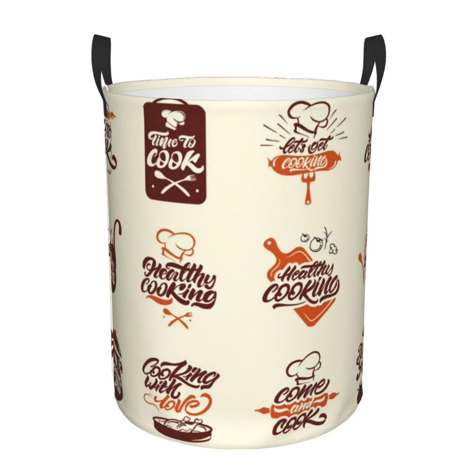 Bingfone Cooking With Love Waterproof Foldable Laundry Hamper Bucket With Handles For Storage Bin,Clothes Hamper (Small)