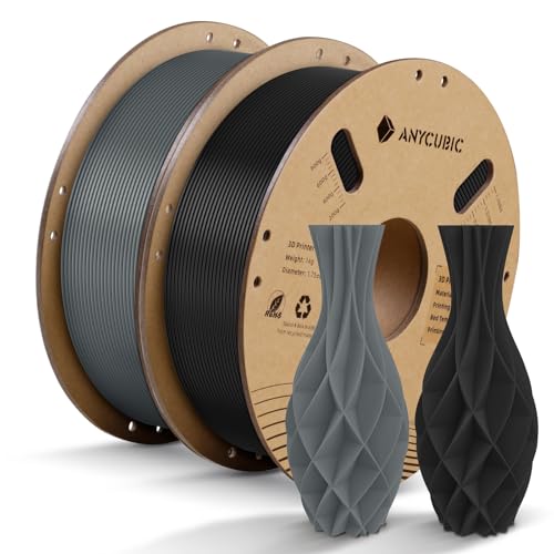 ANYCUBIC PLA Filament 1.75mm Bundle, 3D Printing PLA Filament 1.75mm Dimensional Accuracy +/- 0.02mm, 1KG Spool (2.2 lbs), 2KG Grey+Grey