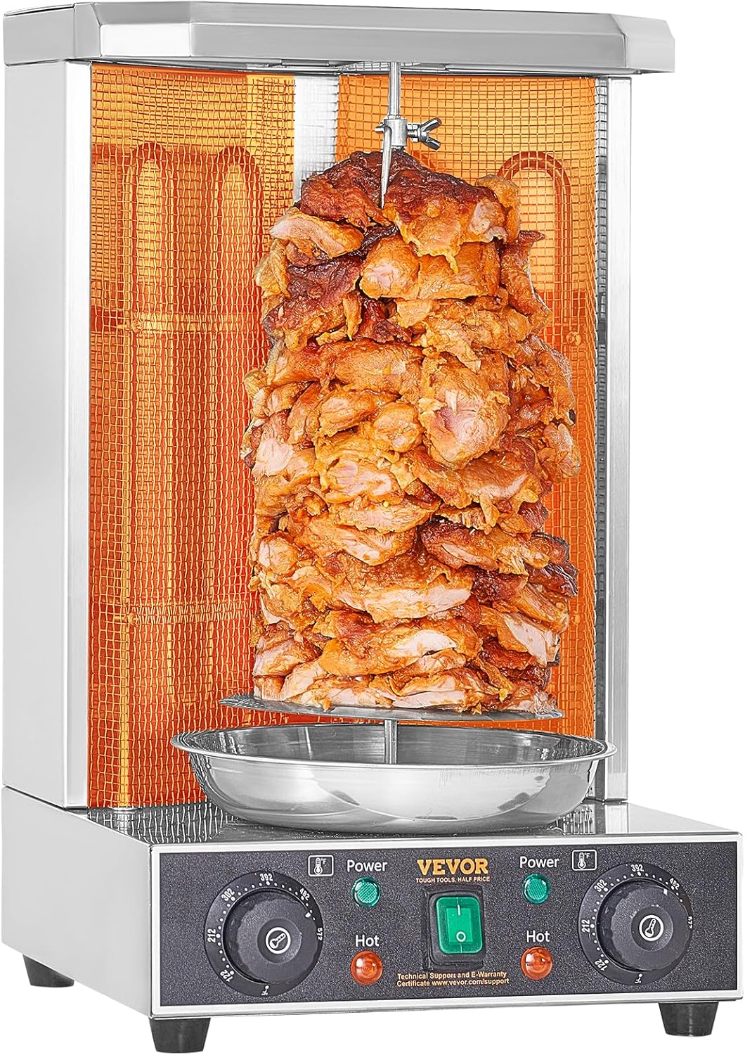 VEVOR Shawarma Grill Machine, 13 lbs Capacity, Chicken Shawarma Cooker Machine with 2 Burners, Electric Vertical Broiler Gyro Rotisserie Oven Doner Kebab Machine, for Home Restaurant Kitchen Parties