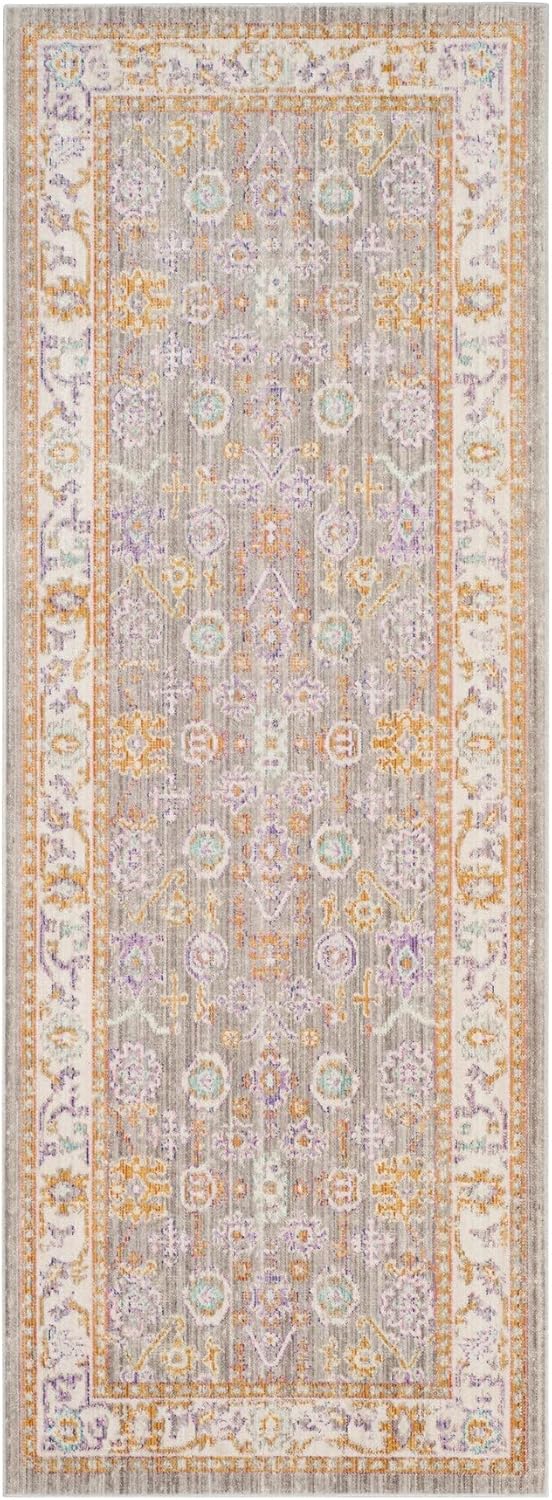 SAFAVIEH Windsor Collection Runner Rug - 3' x 8', Grey & Cream, Shabby Chic Boho Distressed Design, Non-Shedding & Easy Care, Ideal for High Traffic Areas in Living Room, Bedroom (WDS313G)