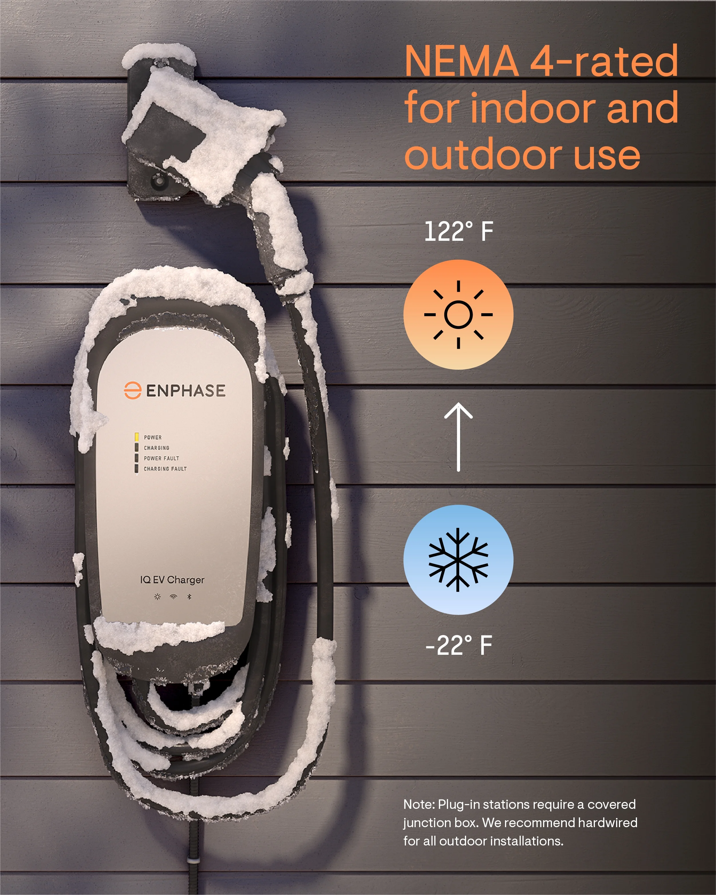 Enphase Smart Level 2 EV Charger with Wi-Fi, Safety Certified, 32 Amp, 240v, NEMA 14-50 Plug, Ruggedized 25ft Cable & J1772 Connector, IQ 40 Home Electric Car Charging Station