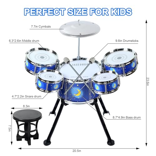 Drum Set for Toddlers 1-3 - Upgraded Kids Musical Toy for 3-5 Years Old Boys & Girls, Easy Assemble Instruments Gift for Birthday Xmas