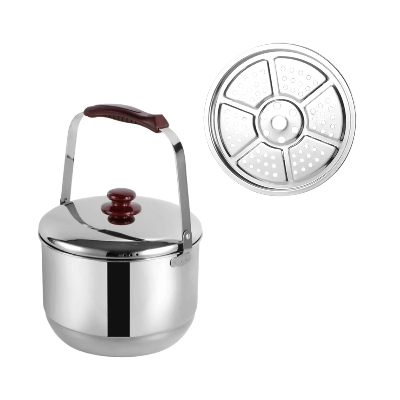 Steaming Pot Large stock pots Multipurpose Durable Cookware with Handle, Portable Carrying Steamer Pot Stainless Steel for Food Dumpling Egg 22cm Combo lid