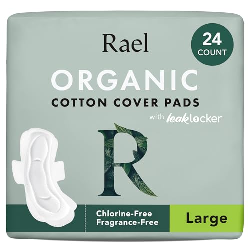 Rael Pads For Women, Organic Cotton Cover Pads - Regular Absorbency, Unscented, Ultra Thin Pads with Wings for Women (Regular, 56 Total)