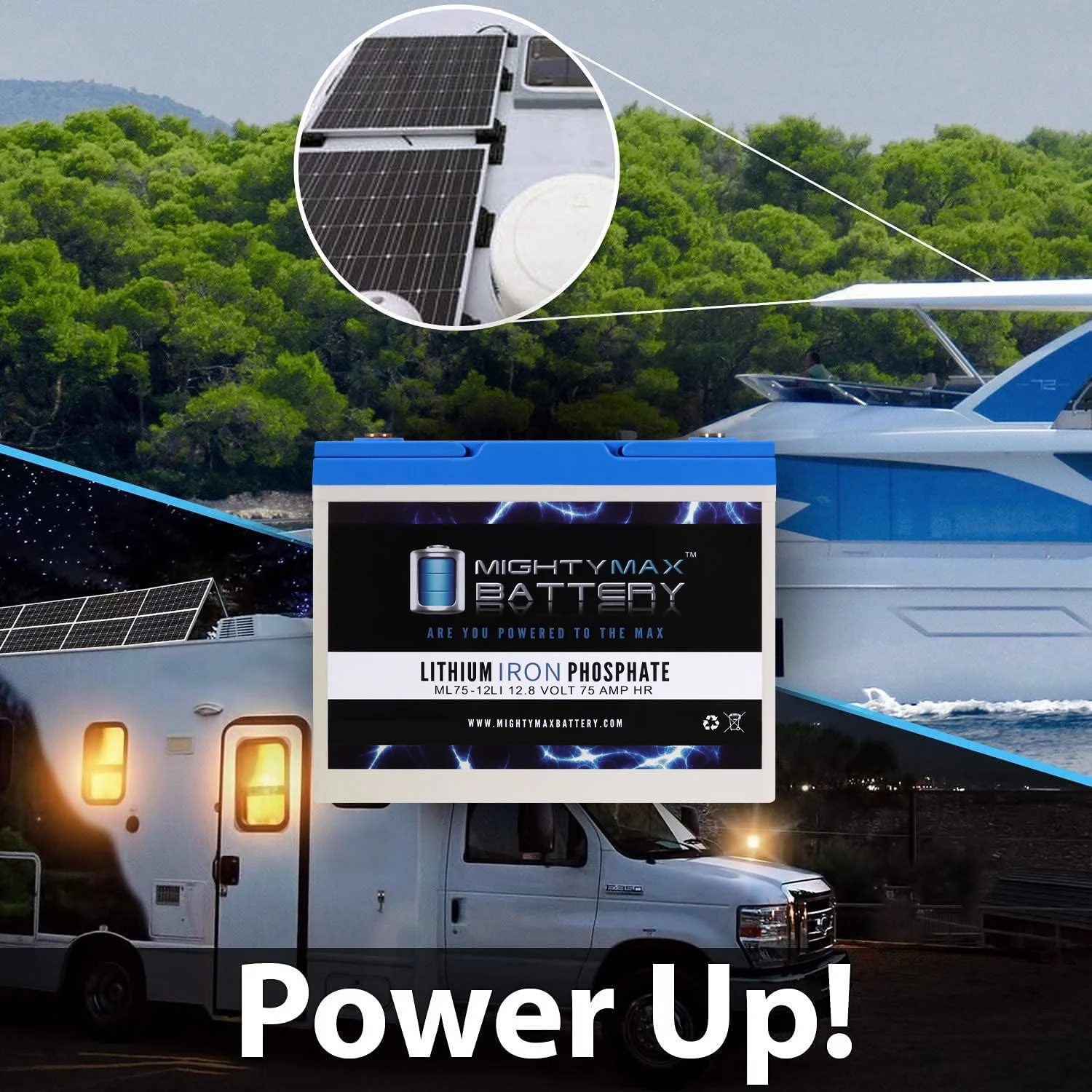 12V 75AH Lithium Replacement Battery compatible with Exide ST24MS525 - 3 Pack