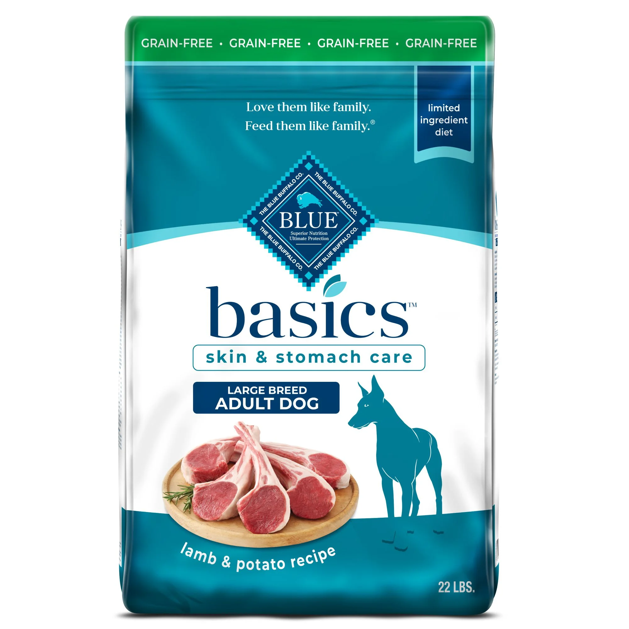 Blue Buffalo Basics Large Breed Grain-Free Dry Dog Food, Lamb & Potato Recipe, 22-lb. Bag