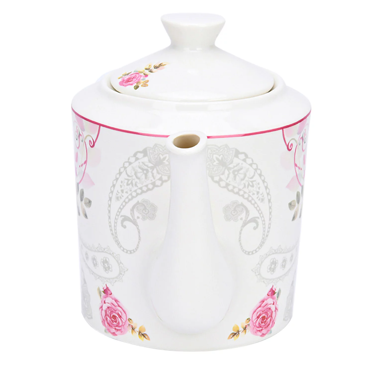 Bone China Teapot Floral Teapot 1.15-qt. (1.1 L) Rose Garden Tea Pot Tea Brewer for Tea or Coffee Tea Kettle Kitchen Tea Pot