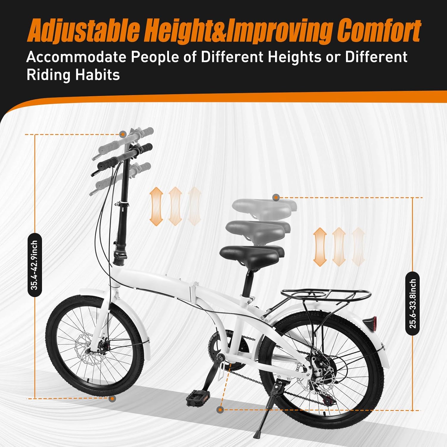 Foldable Bicycle,Folding Bike with 7 Speed Gears 20-inch Wheels Easy Folding City Bicycle with Disc Brake, Front and Rear Fenders…