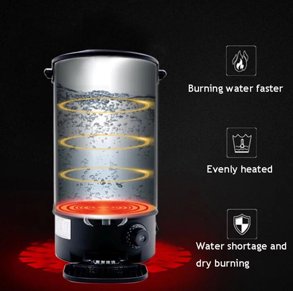 TECHTONGDA Hot Water Dispenser Office Home Stainless Steel Heater Kettle Silver 12.9L