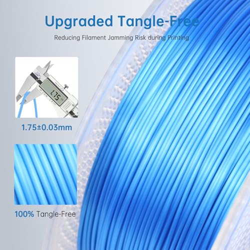 Silk PLA Filament 1.75mm Triple Colors 3D Printer Filament, 1kg Spool (2.2lbs), PLA Silk Filament with +/-0.03mm Accuracy, Silk Rose Red/Green/Sky Blue