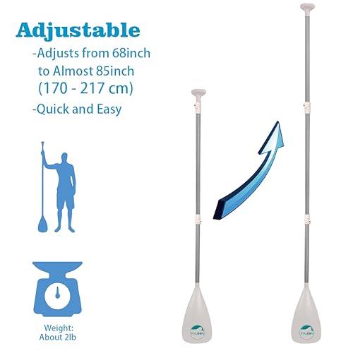 YVLEEN SUP Paddle Board Paddle，Stand up Paddleboard Paddles Adjustable Aluminum 4-Piece Floating Kayak Paddle，Convertible Paddle