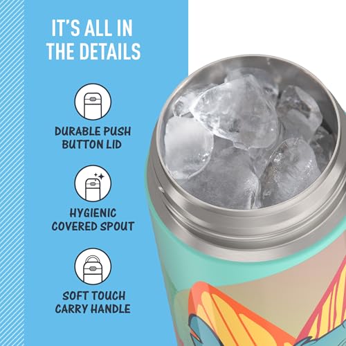 THERMOS FUNTAINER 16 Ounce Stainless Steel Vacuum Insulated Bottle with Wide Spout Lid, Apricot