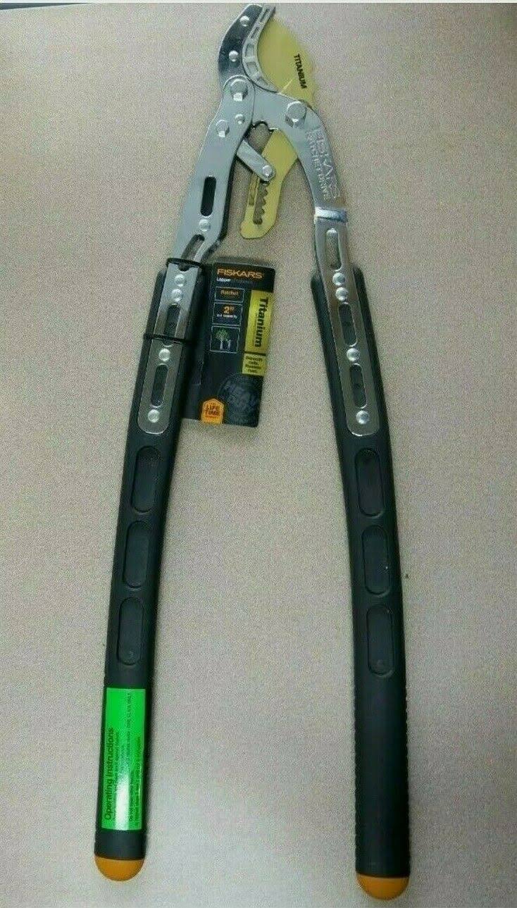 Fiskars 2 in. Cut Capacity Titanium Coated Steel Blade, 24 in. Anvil Ratcheting Lopper