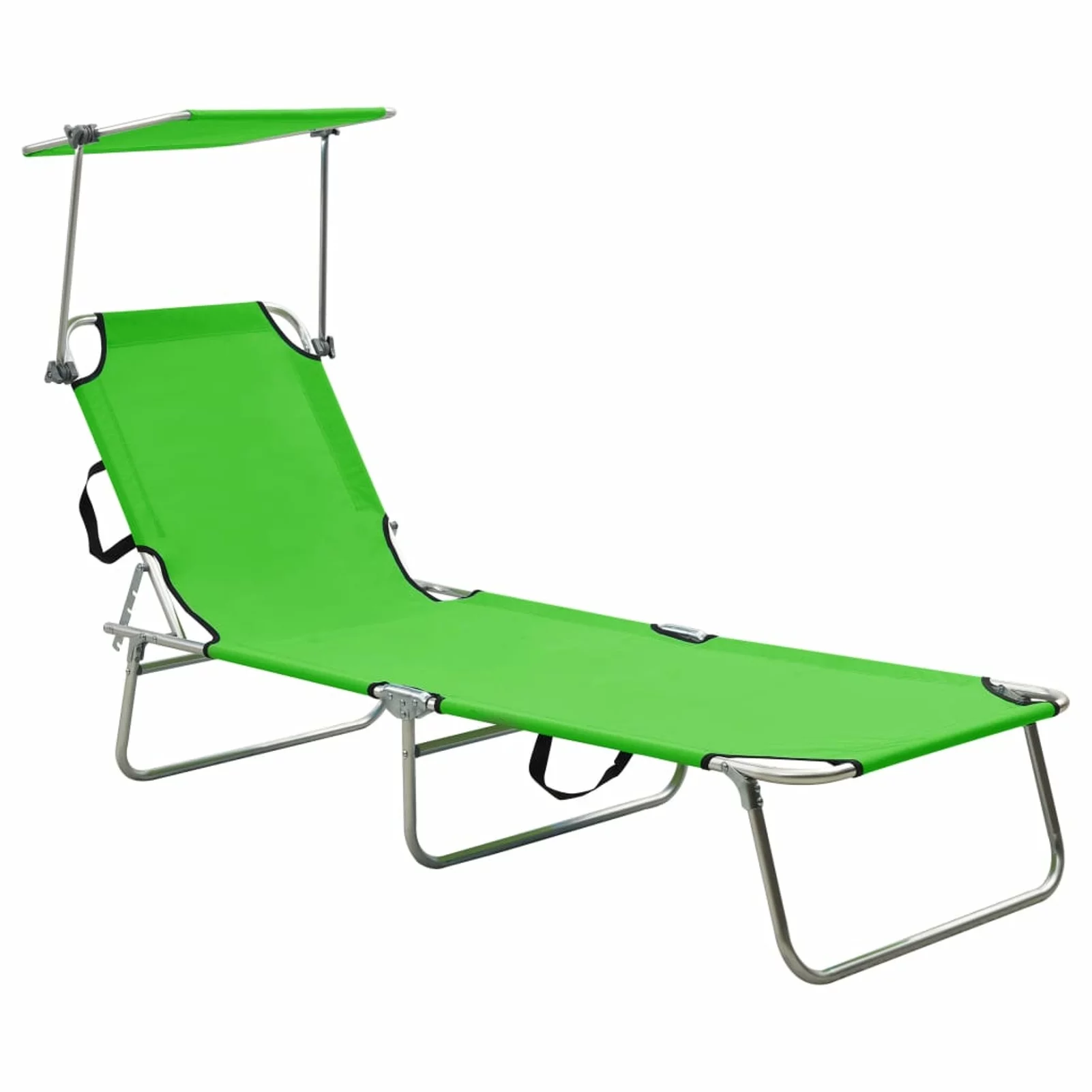moobody Outdoor Sun Lounger with Adjustable Canopy and Backrest Foldable Lounge Chaise Chair Green Patio Pool Deck Backyard Garden Furniture 74.4