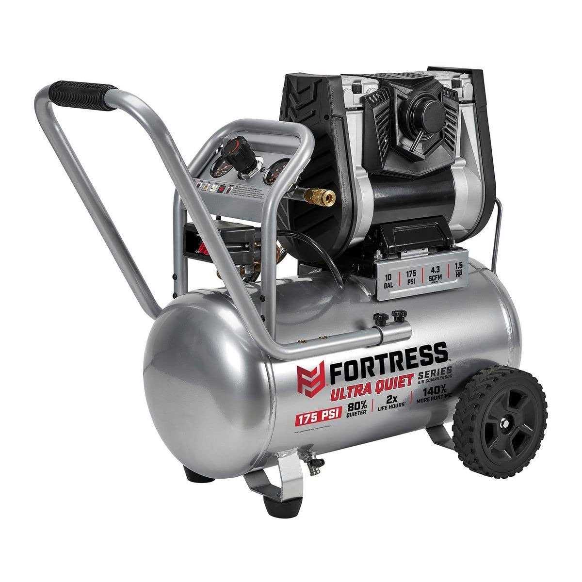 Fortress 10 Gallon 175 PSI Ultra-Quiet Horizontal Shop/Auto Air Compressor